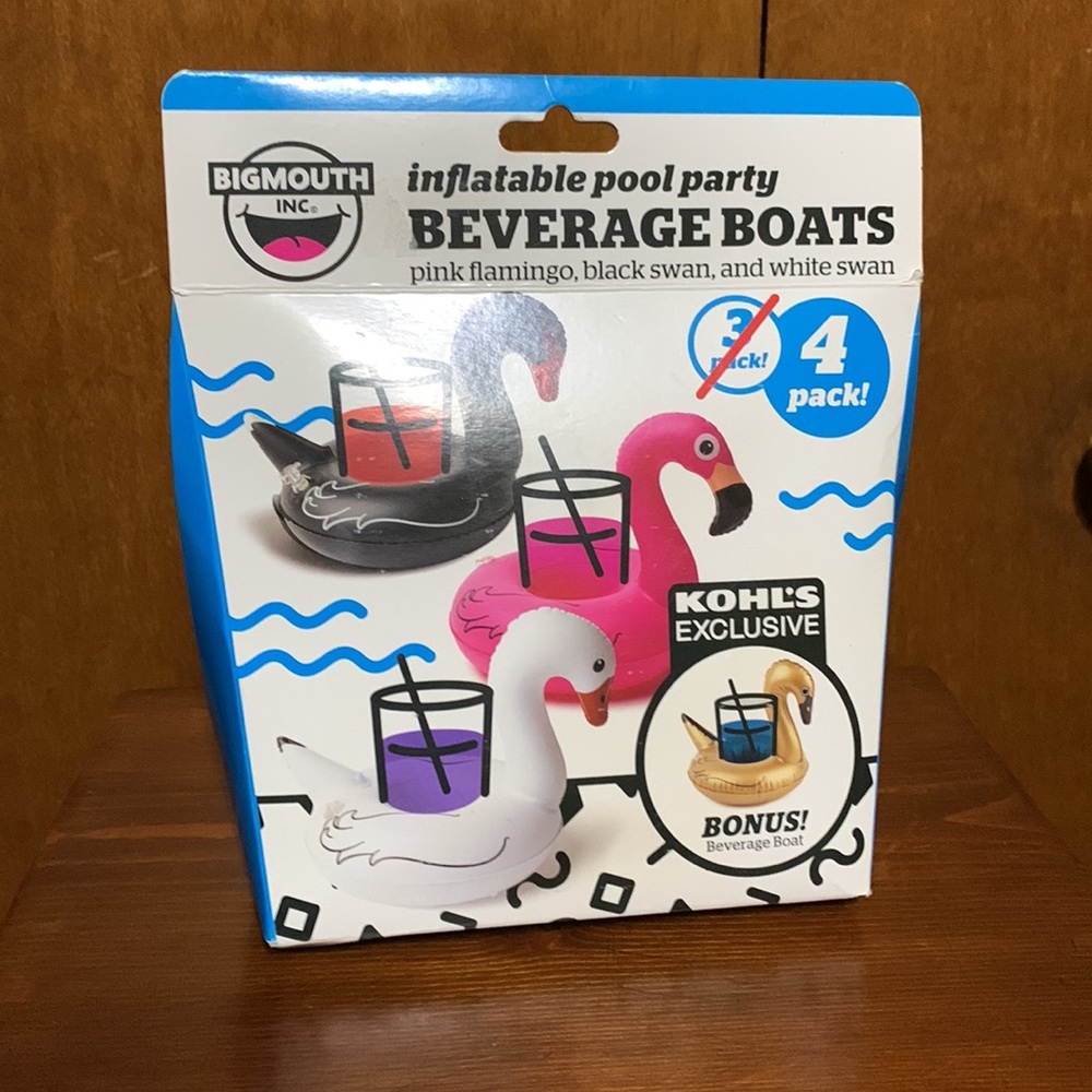 BIGMOUTH INC. - Inflatable Pool Party Beverage Boats (4) Flamingo 🦩 🆕 - Picture 2 of 5
